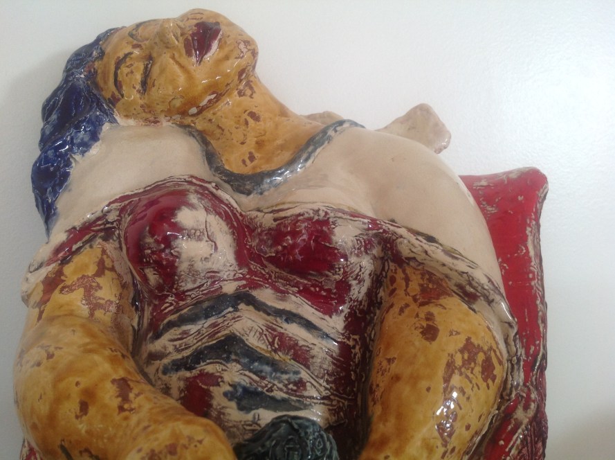 Thérèse-Sculpture-Inspiration cubiste-Terre cuite-Email au four-H 28/L26/P28cm-Fait main-Pièce unique