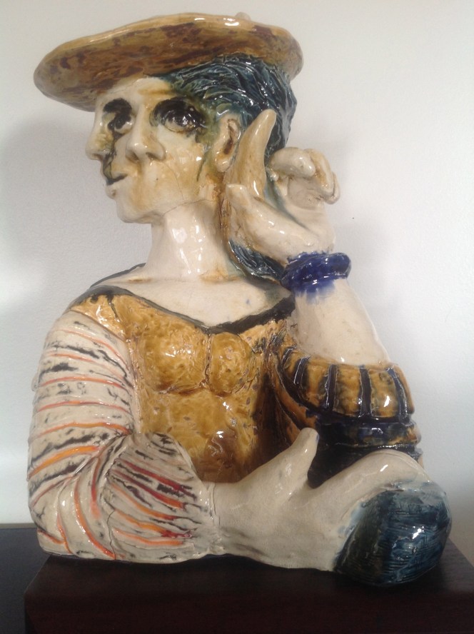 Corine--Sculpture-déstructuré-Terre cuite-Email au four- H31/L21/P22cm-Fait main-Pièce unique