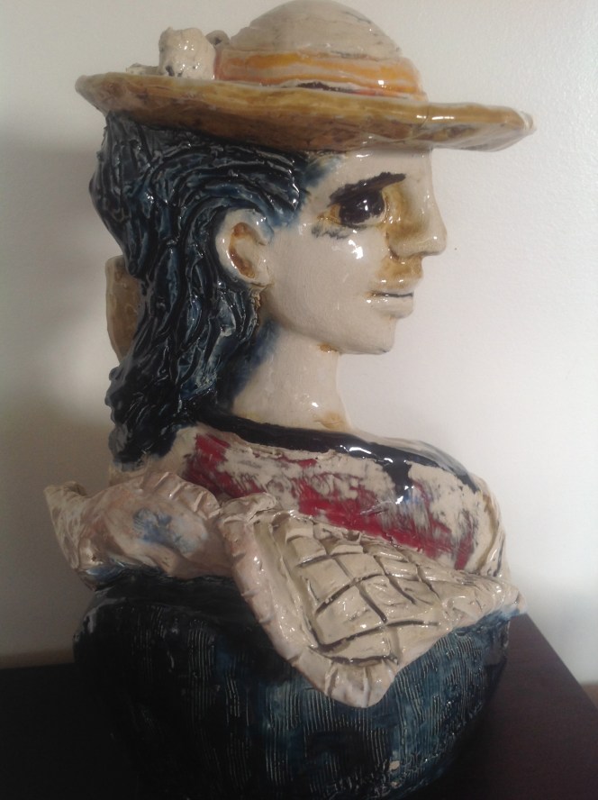 Corine--Sculpture-déstructuré-Terre cuite-Email au four- H31/L21/P22cm-Fait main-Pièce unique