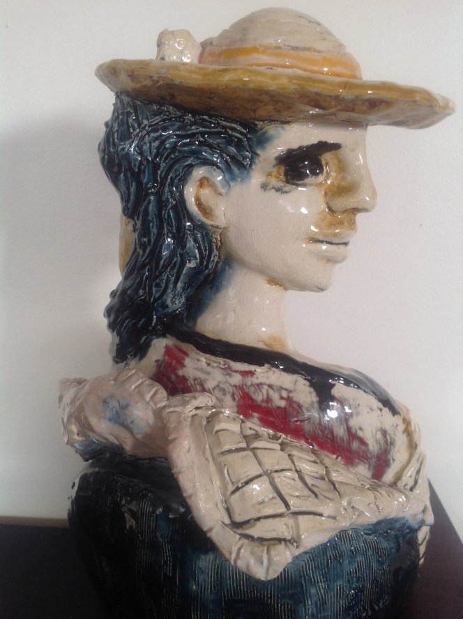 Corine--Sculpture-déstructuré-Terre cuite-Email au four- H31/L21/P22cm-Fait main-Pièce unique