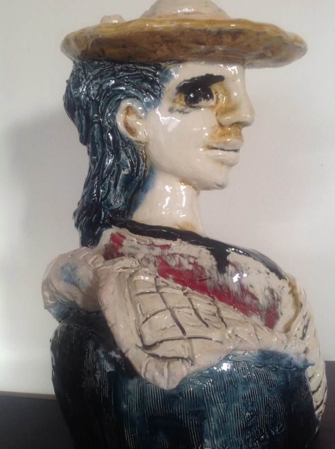 Corine--Sculpture-déstructuré-Terre cuite-Email au four- H31/L21/P22cm-Fait main-Pièce unique