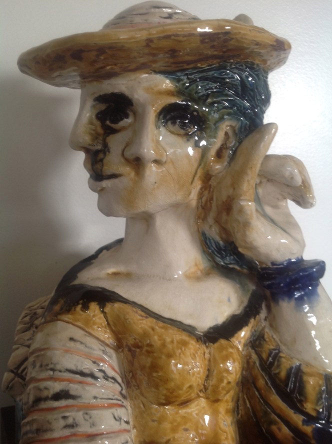 Corine--Sculpture-déstructuré-Terre cuite-Email au four- H31/L21/P22cm-Fait main-Pièce unique