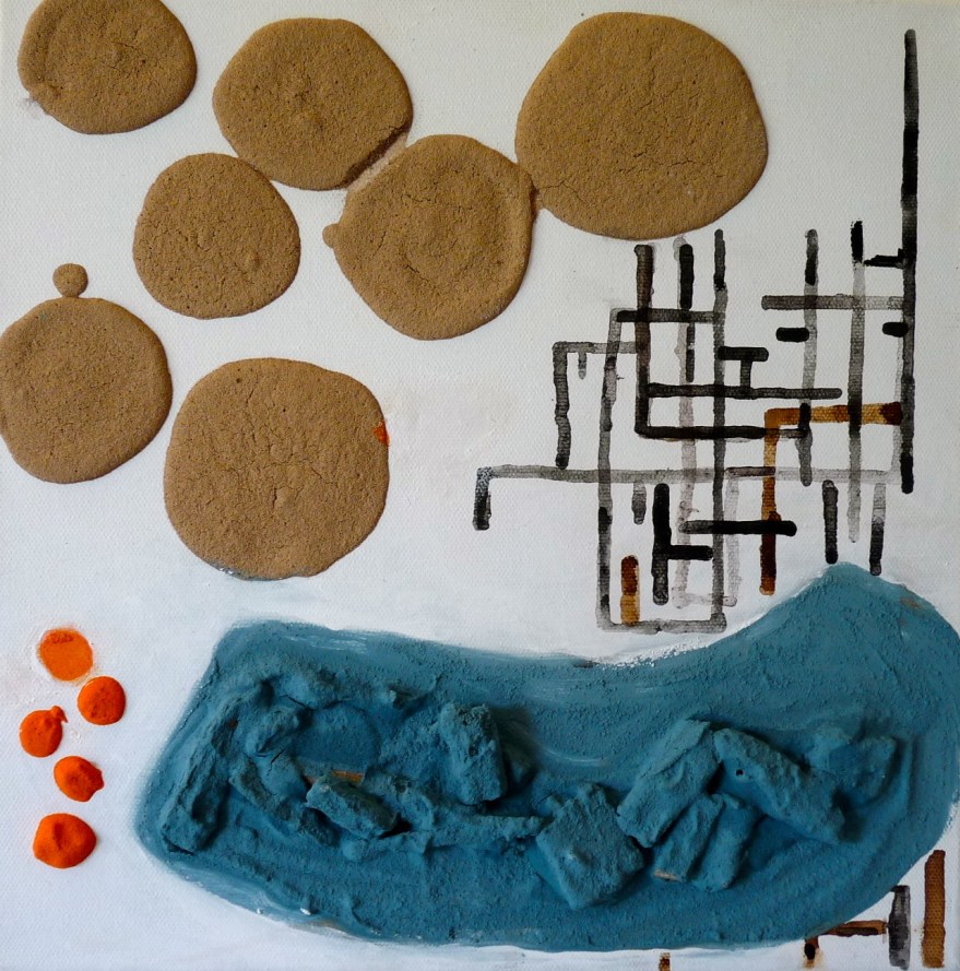 Eléments 2 -Peinture-Techniques mixtes -Fait main-Oeuvre unique-30/30cm