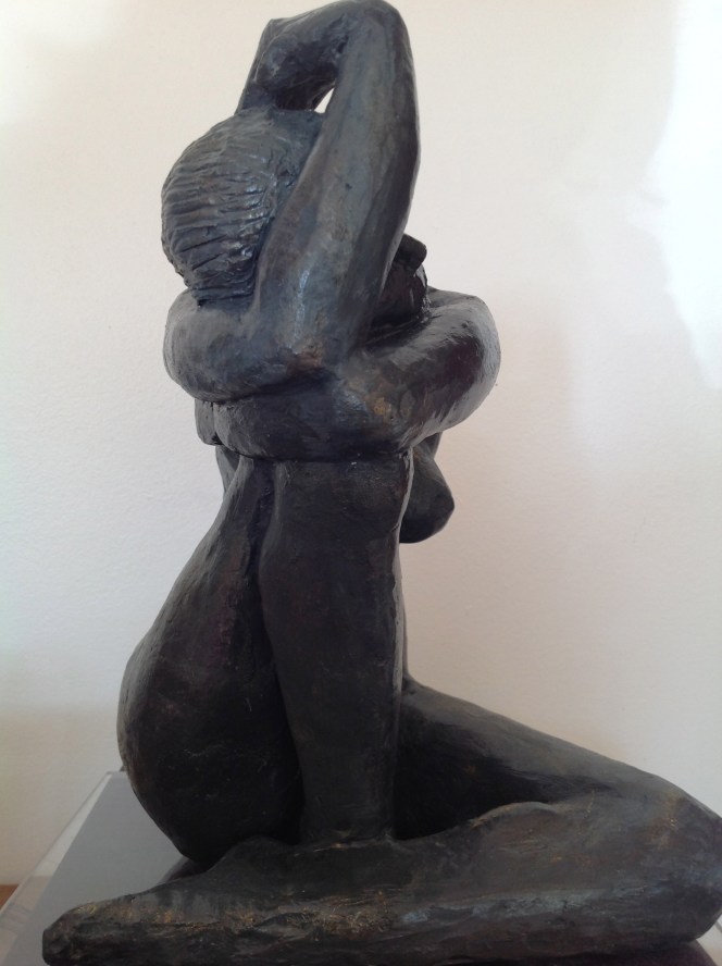 Anna-Nu-Figuratif-Terre cuite patinée bronze-H28/L17/P21cm-Fait main-Pièce unique