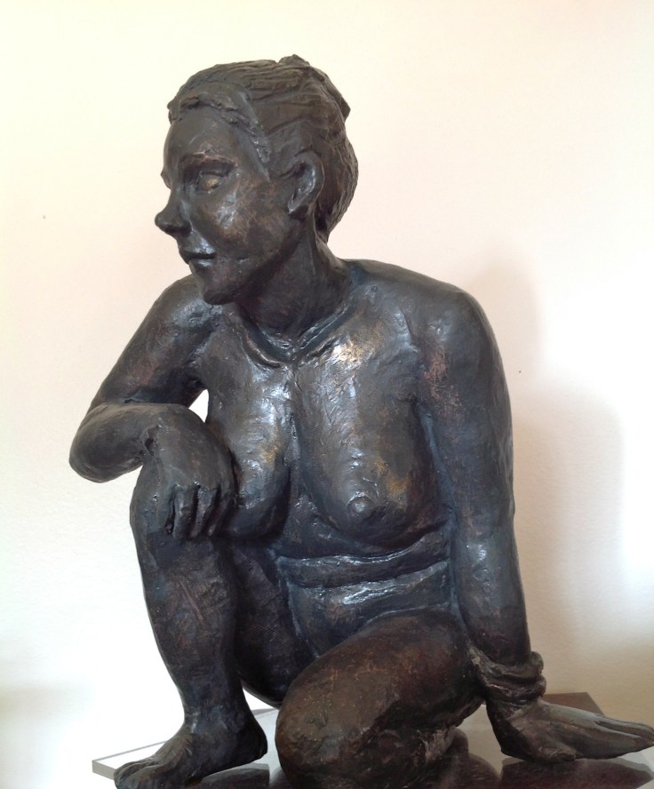 Eva-Nu-Sculpture-Figuratif-Terre cuite-Patine Bronze H28/L21/P22cm-Fait main-Pièce unique