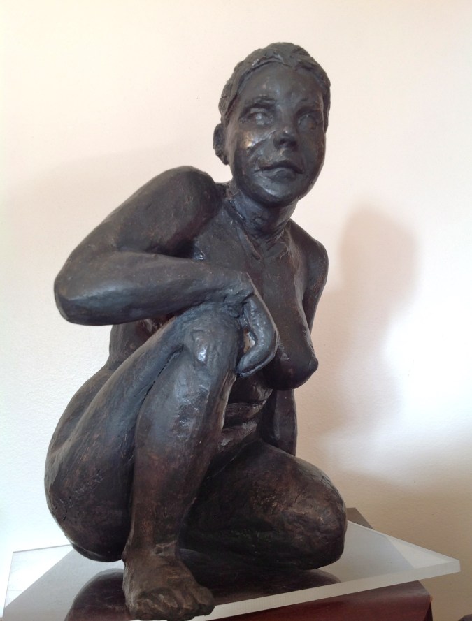 Eva-Nu-Sculpture-Figuratif-Terre cuite-Patine Bronze H28/L21/P22cm-Fait main-Pièce unique