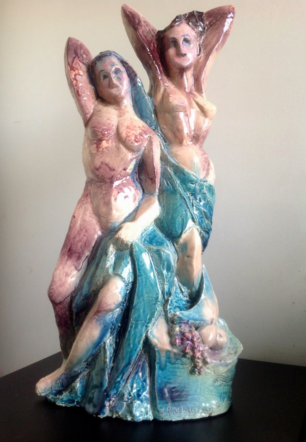 Avignon--Sculpture-déstructuré-Terre cuite-Email au four- H60/L25/P18cm-Fait main-Pièce unique