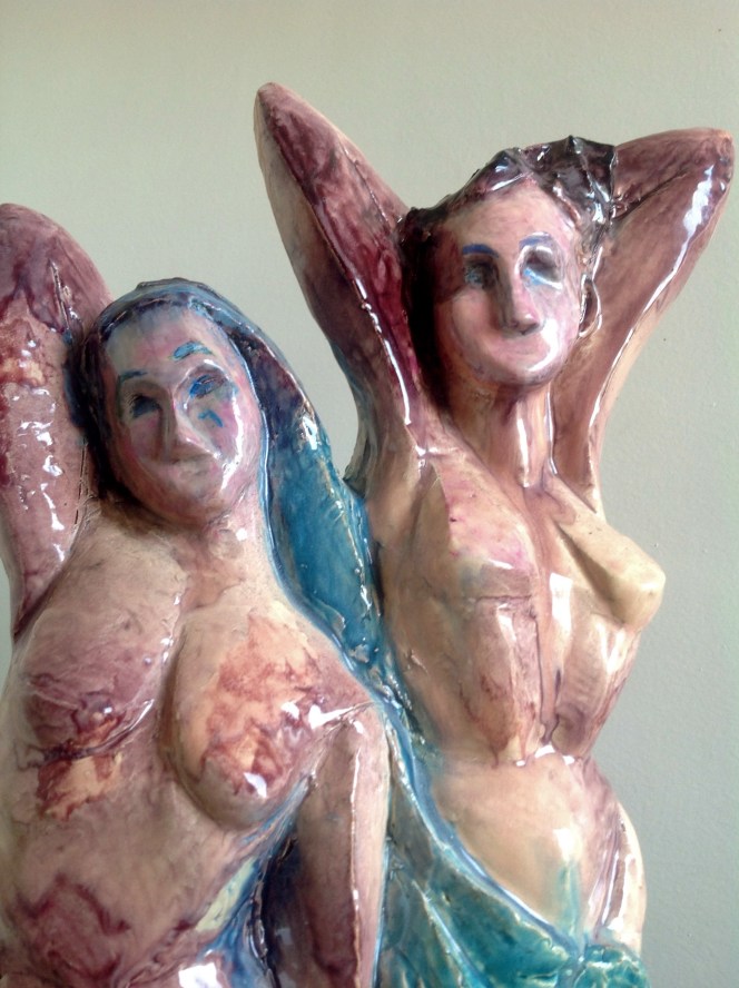 Avignon--Sculpture-déstructuré-Terre cuite-Email au four- H60/L25/P18cm-Fait main-Pièce unique