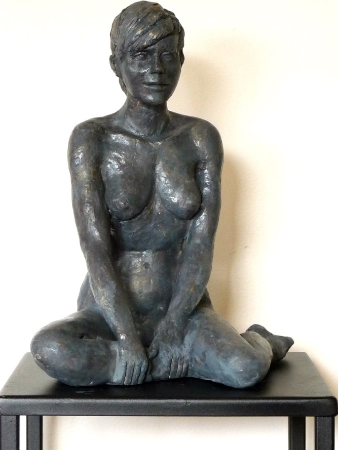 Barbara-Nu-Sculpture-Figuratif-Terre cuite-Patine Bronze H26/L19/P26cm-Fait main-Pièce unique