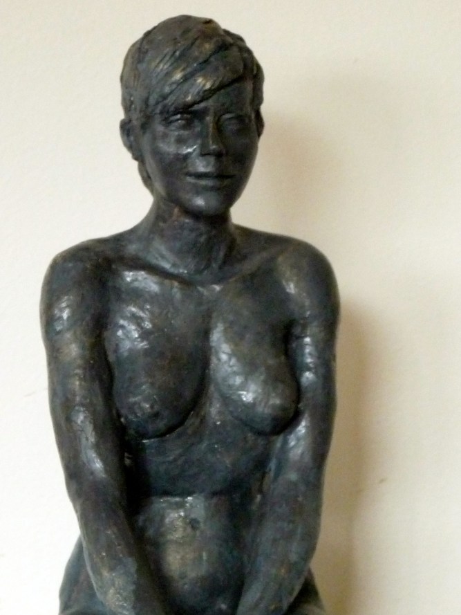 Barbara-Nu-Sculpture-Figuratif-Terre cuite-Patine Bronze H26/L19/P26cm-Fait main-Pièce unique