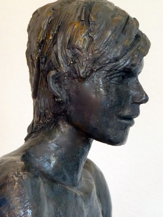 Barbara-Nu-Sculpture-Figuratif-Terre cuite-Patine Bronze H26/L19/P26cm-Fait main-Pièce unique