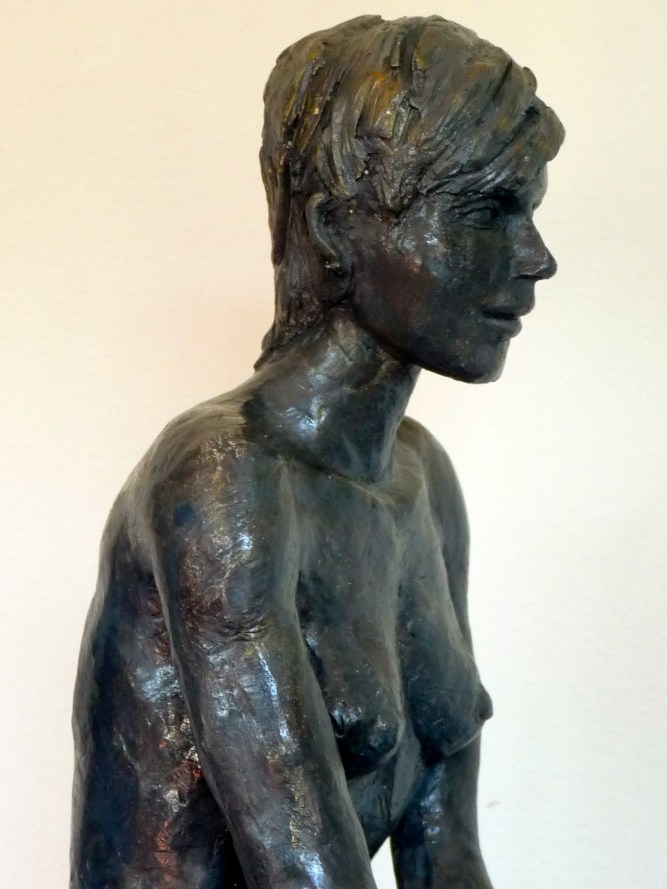 Barbara-Nu-Sculpture-Figuratif-Terre cuite-Patine Bronze H26/L19/P26cm-Fait main-Pièce unique