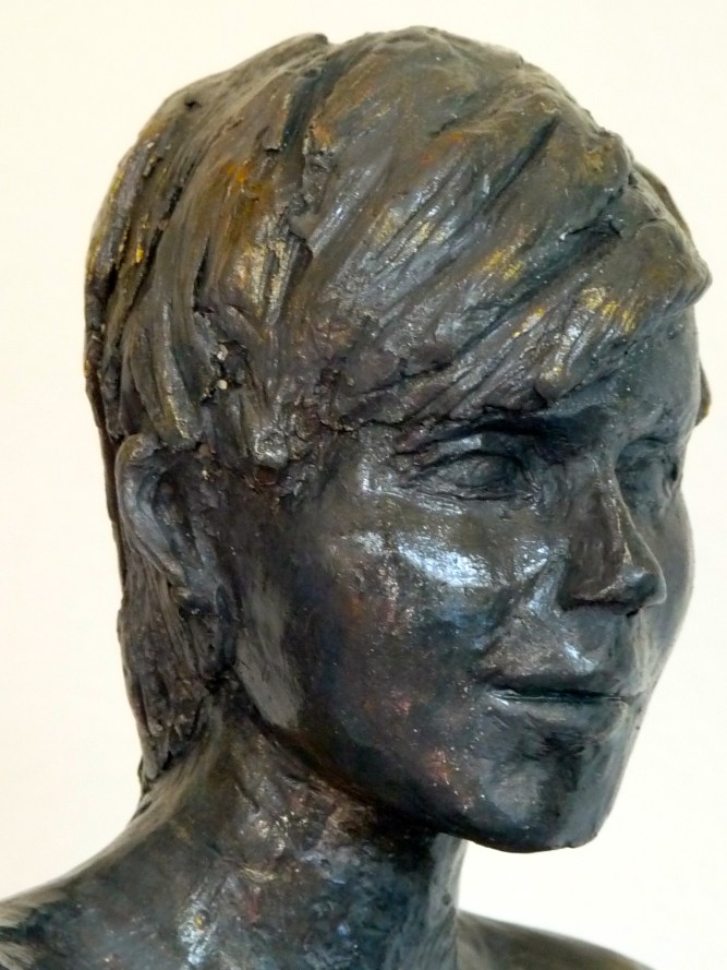 Barbara-Nu-Sculpture-Figuratif-Terre cuite-Patine Bronze H26/L19/P26cm-Fait main-Pièce unique