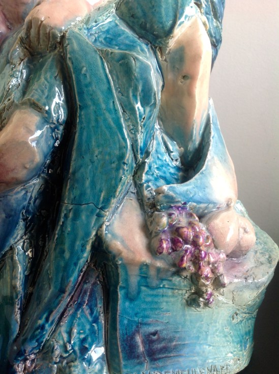 Avignon--Sculpture-déstructuré-Terre cuite-Email au four- H60/L25/P18cm-Fait main-Pièce unique