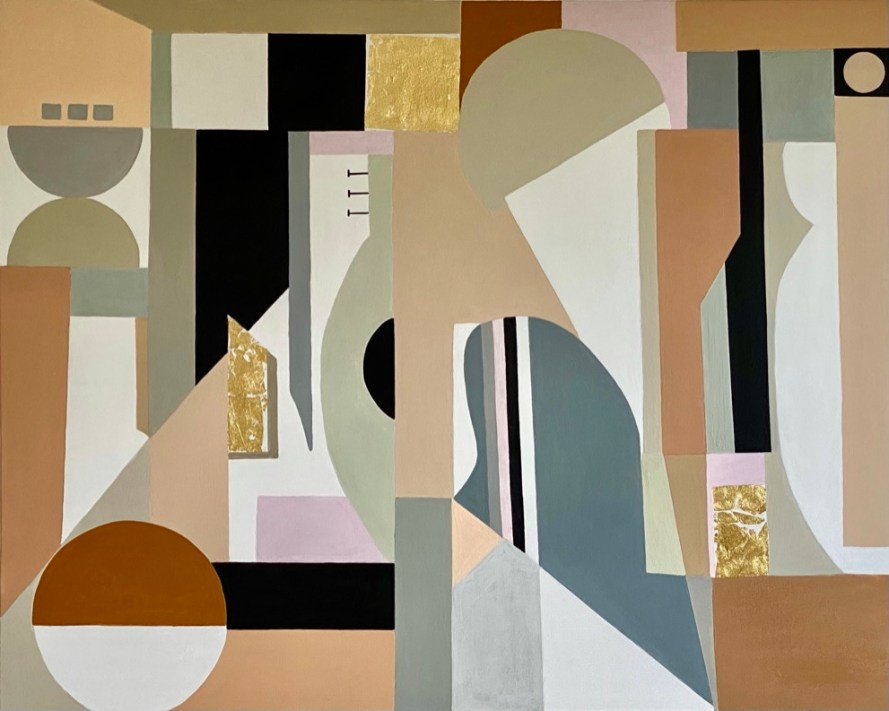 Acylique et feuilles or